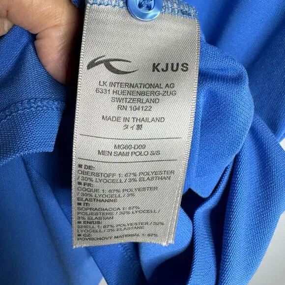 Kjus Men's Sami Polo Shirt Short Sleeve Golf Performance Blue Small - Picture 7 of 8